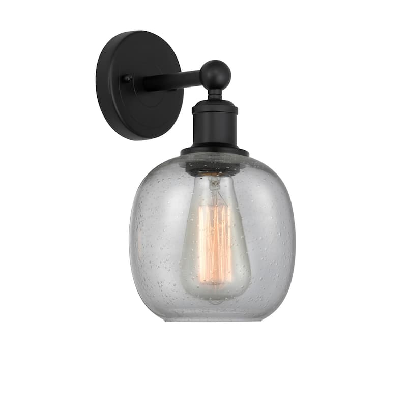Innovations Lighting 616-1W-12-6 Belfast Sconce Belfast 12" Tall Wall - Matte Black / Seedy