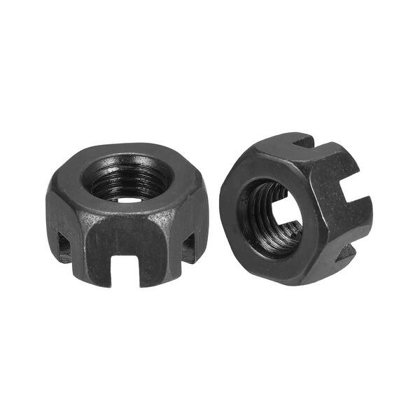 Hexagon Slotted Nut, Grade 4.8 Carbon Steel Hex Nuts, Black, 20Pcs
