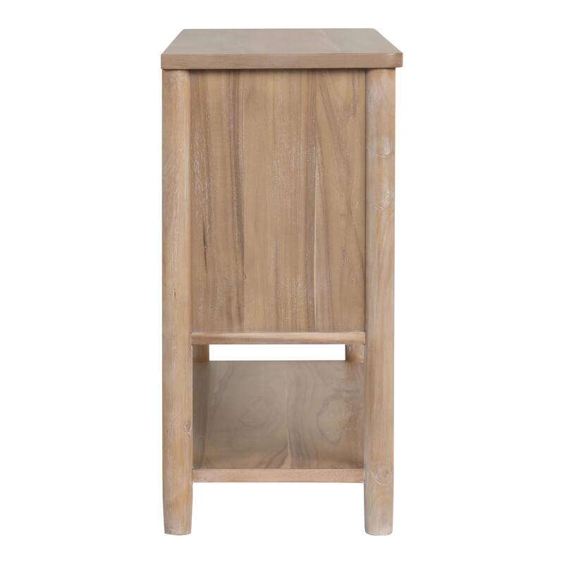 Furniture of America Neme Natural Wood 2-Drawer Dining Server with Open Shelf