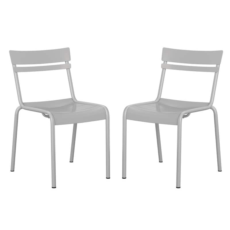 2PK Modern Commercial Grade 2 Slat Indoor/Outdoor Steel Dining Chair