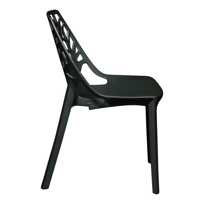 Stackable Dining Chair in Polypropylene (Set of 2) Modern Cut-out Design Backrest Accent Side Chair