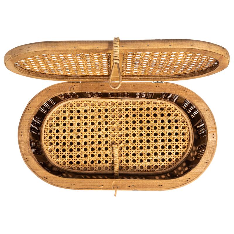 Decorative Woven Rattan Storage Boxes - 15.3"L x 10.3"W x 8.3"H