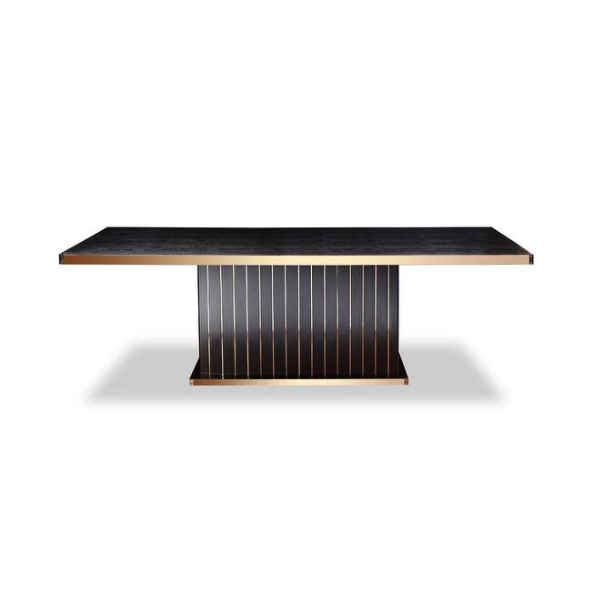 A&X Talin Modern Black Crocodile & Rosegold Dining Table