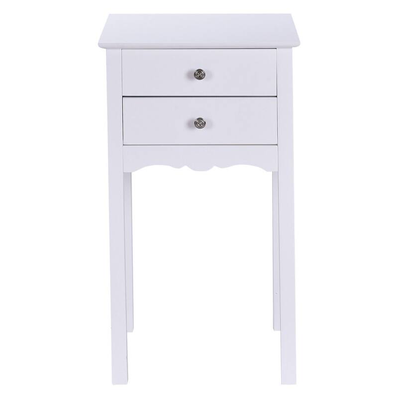 Gymax 2 PCS Side Table End Accent Table Night Stand W/ 2 Drawers White
