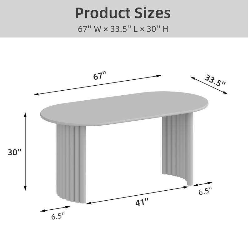 Dovelina 30"H Oval Wood Double Pedestal Dining Table Seats 6 - 67*33.5