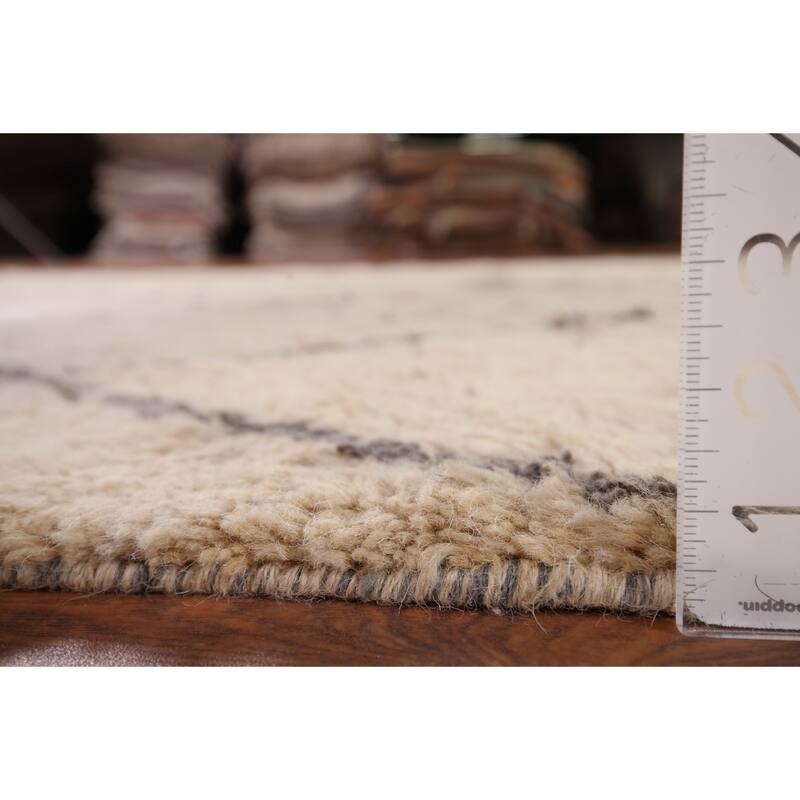 All-Over Trellis Moroccan Area Rug Handmade Wool Carpet - 5'10" x 9'0"