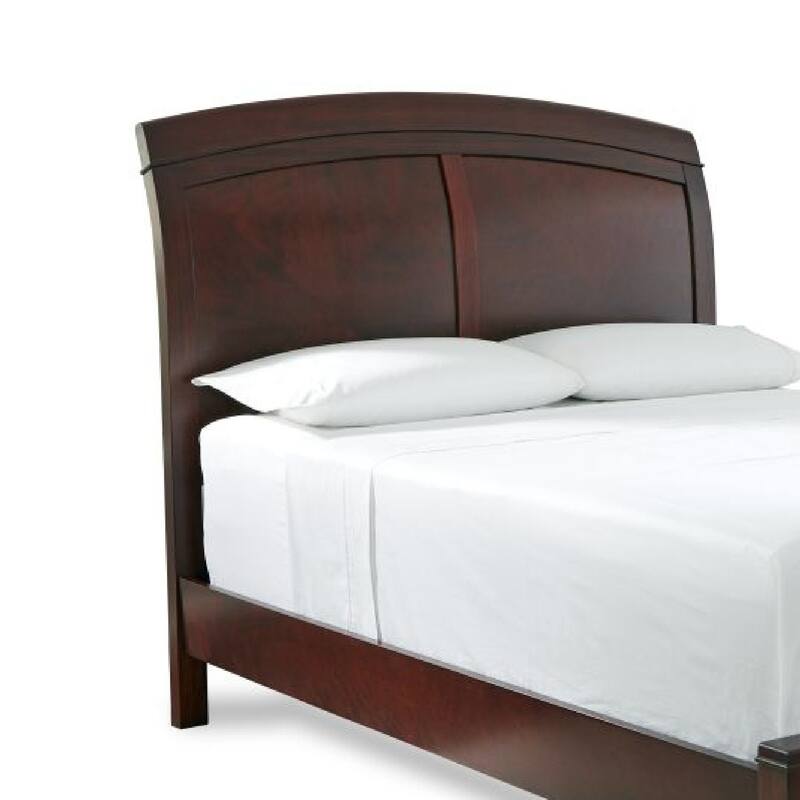 Kyle Soild Wood Low Profile Twin Bed with Sleigh Headboard, Cherry Brown