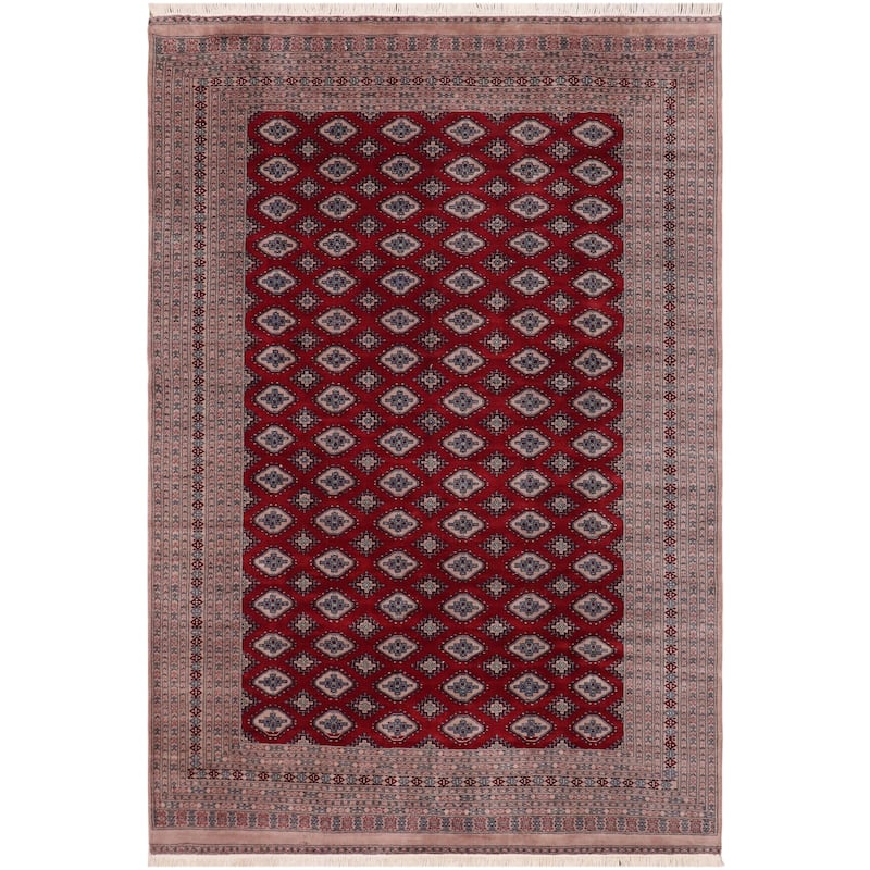 Tribal Bokhara Hall Red/Taupe Hand Knotted Wool Rug - 9'2'' x 11'6''