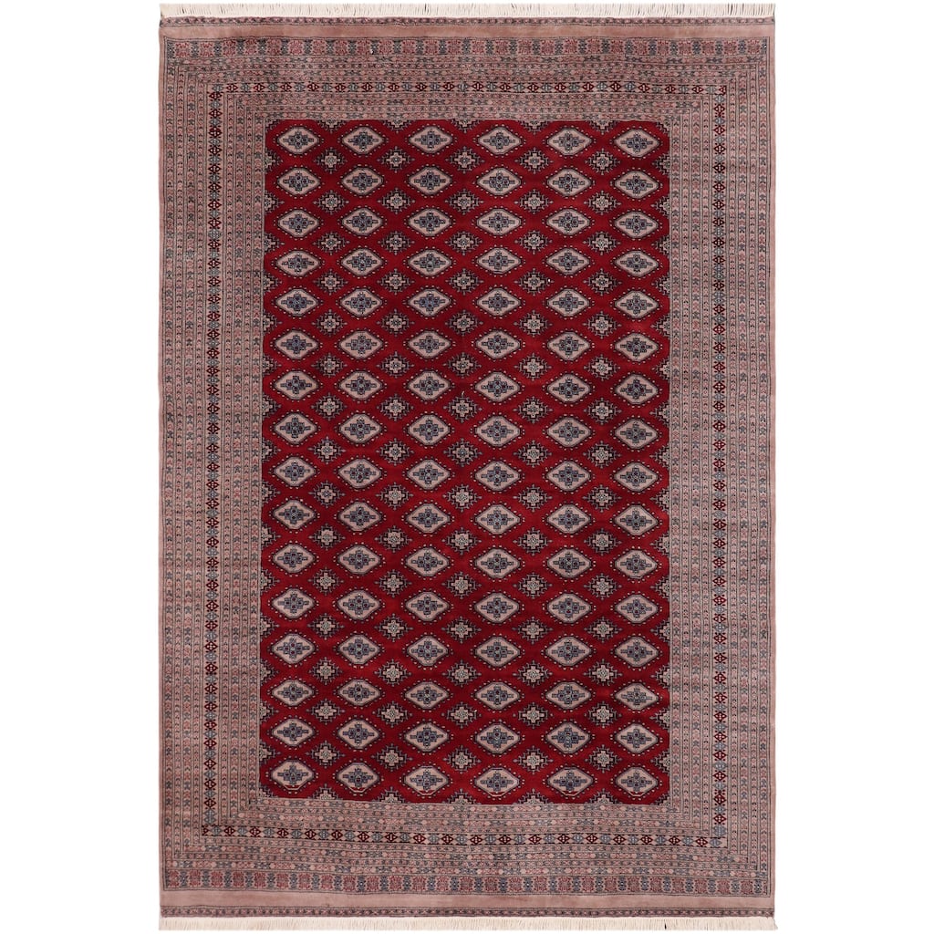 Tribal Bokhara Hall Red/Taupe Hand Knotted Wool Rug - 9'2'' x 11'6''