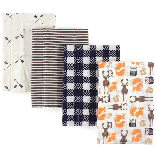 slide 1 of 1, Hudson Baby Infant Boy Cotton Flannel Burp Cloths 4pk, Forest, One Size - Forest - One Size One Size - Forest