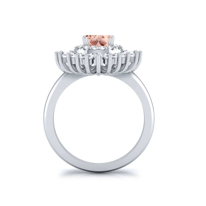 Auriya 1ct Morganite and Diamond Ballerina Engagement Ring 3/4ctw 14k Gold