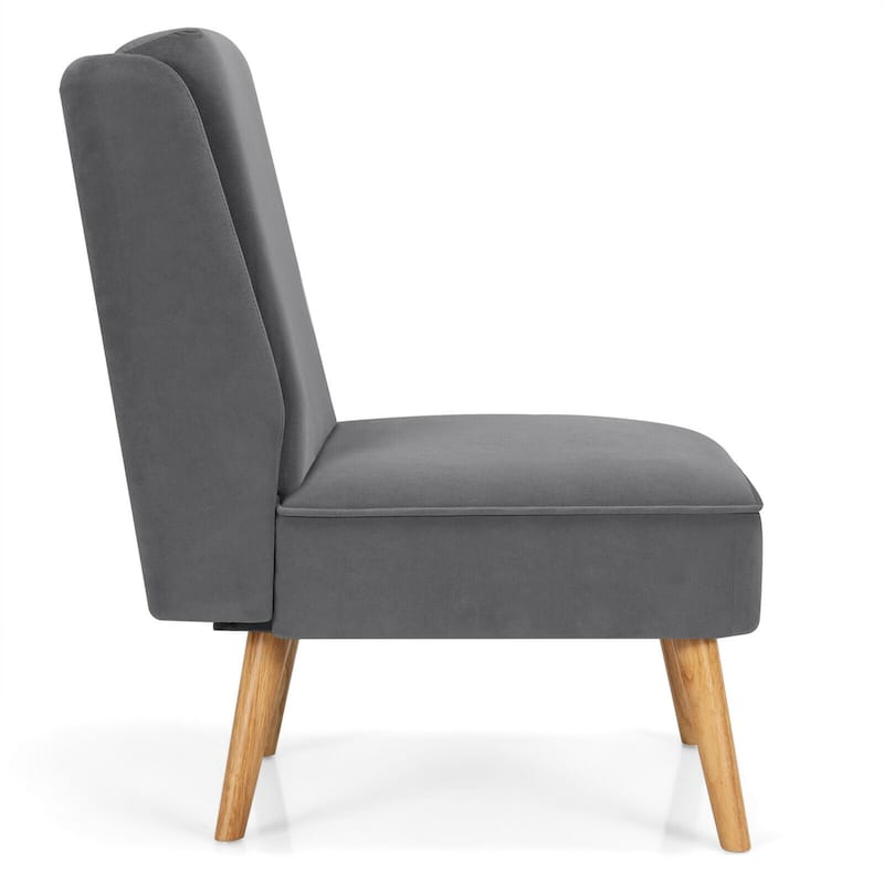 Gymax Velvet Accent Chair Single Sofa Chair Leisure Chair with Wood - 19'' x 23.5'' x 16''