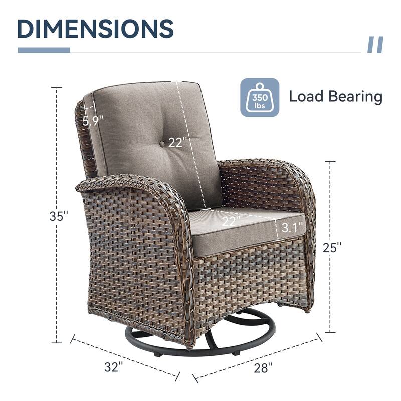 Gymojoy Comfortable Wicker Swivel Glider Patio Chair for Outdoor