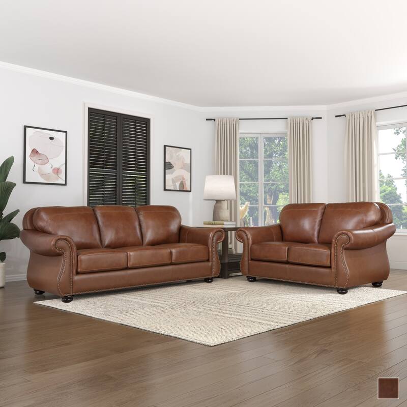 Fowler 2-Piece Leather Match Living Room Sofa Set