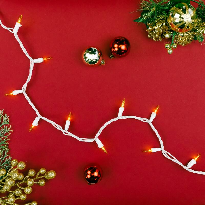 Mini Christmas Lights - Yellow - 20.25' White Wire - 100ct