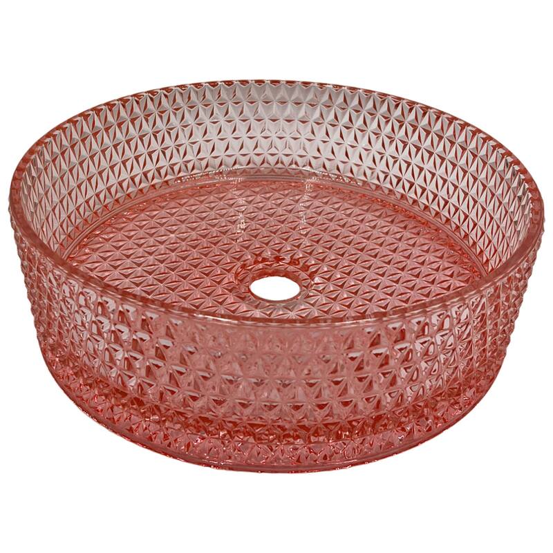 Scotch Round Basin Glass Crystal Bathroom Vessel Sink in Multiple Colors - 14" - Champagne