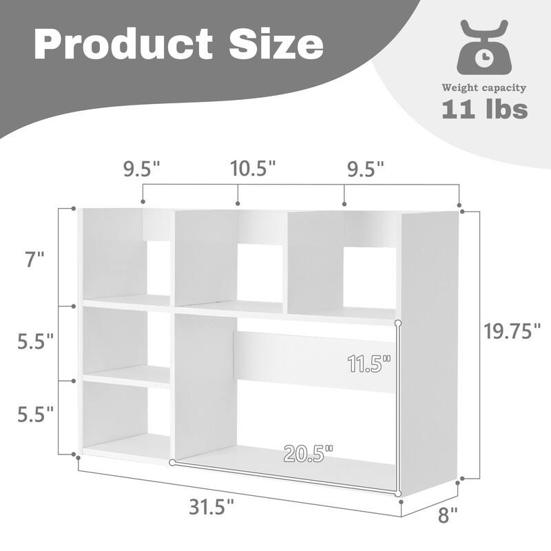 6 Compartment Wood Plastic Composite Office Desk Organizer Book Storage White