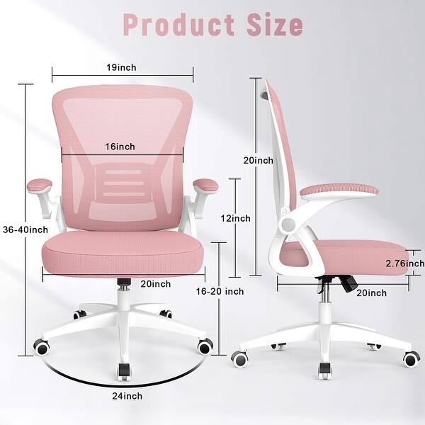 dimension image slide 1 of 8, Ergonomic Office Mid Back Chair - N/A