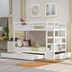 preview thumbnail 3 of 7, White Twin Over Twin/King Pine Bunk Bed with Trundle, Storage Staircase, Guardrail, Drawers