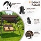 preview thumbnail 6 of 7, 2 Person Porch Swing with Adjustable Canopy and Padded Seat-Brown - 58.5" x 47" x 64" (L x W x H)