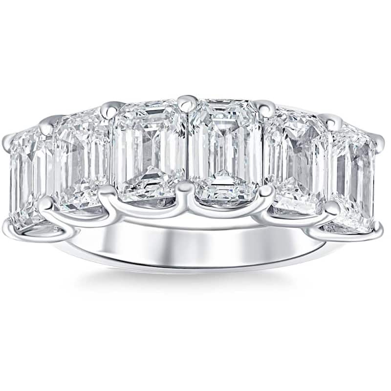 Bliss Diamond 6Ct TW Emerald Cut Diamond Ring U Prong Lab Grown White Yellow or Rose Gold - 5 - Rose