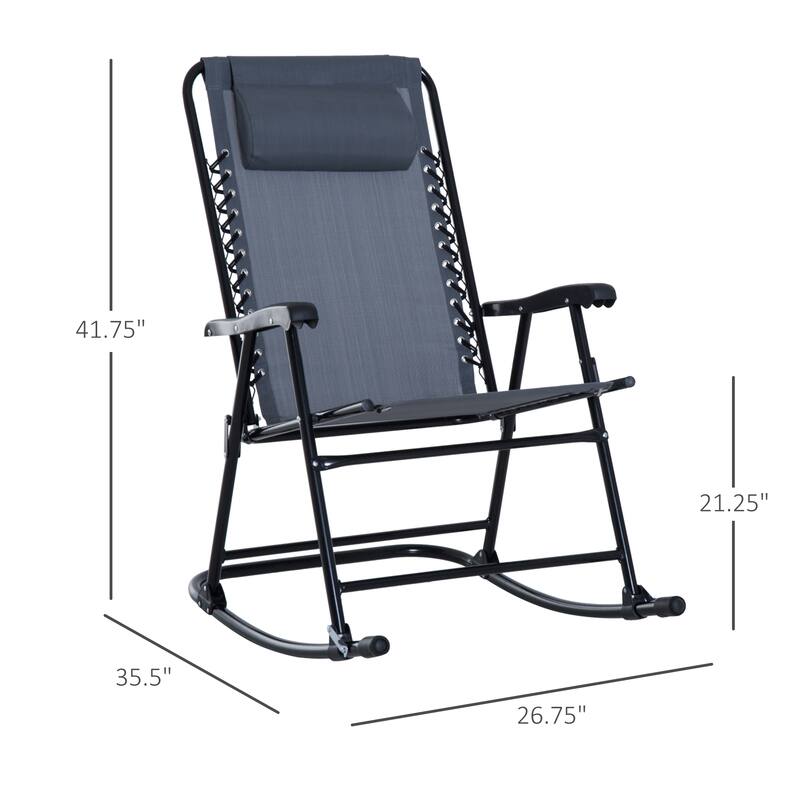 Outdoor 2-Piece Oversized Folding Rocking Camping Chair with Headrests