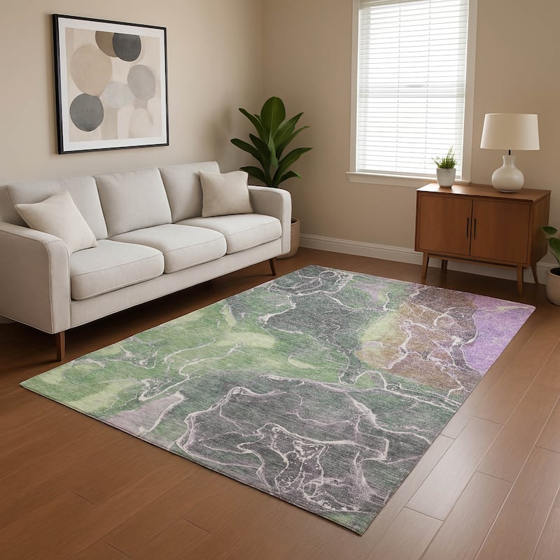 Premium Washable Super Soft Abstract Mayfield Rug - Green - 3' x 5'