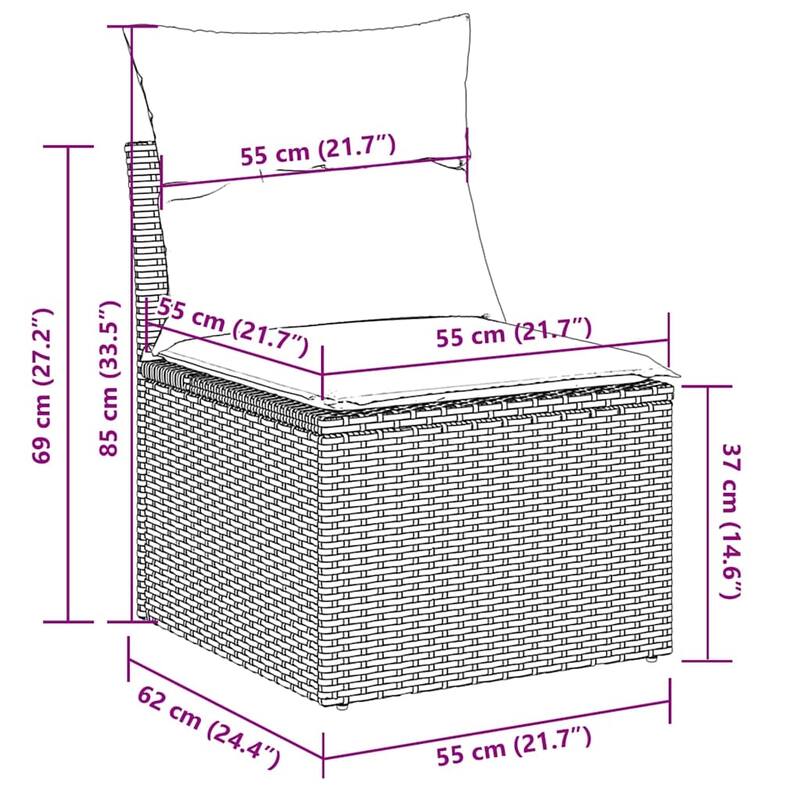 vidaXL Garden Sofa Set Beige/Black/Brown/Grey