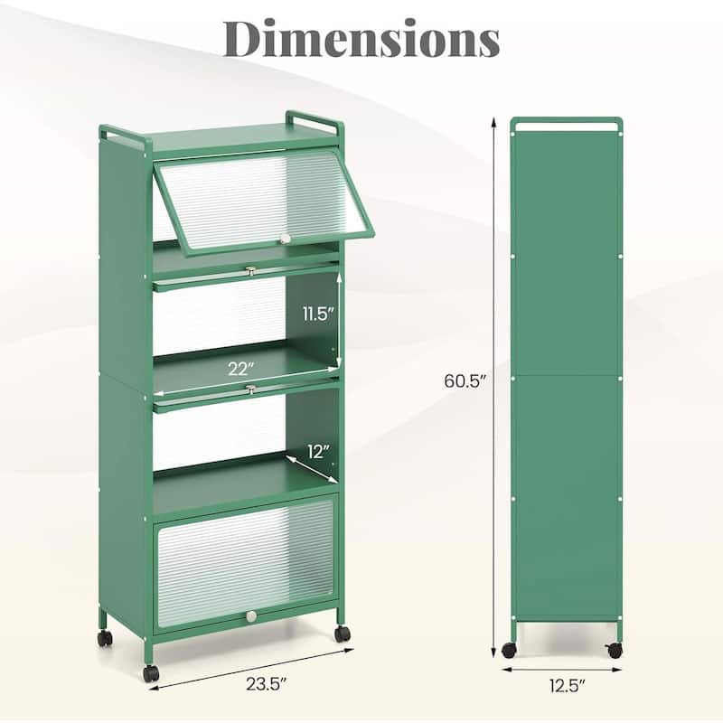 5-Tier Kitchen Baker's Rack Storage Cabinet w/ Mobile Microwave Stand