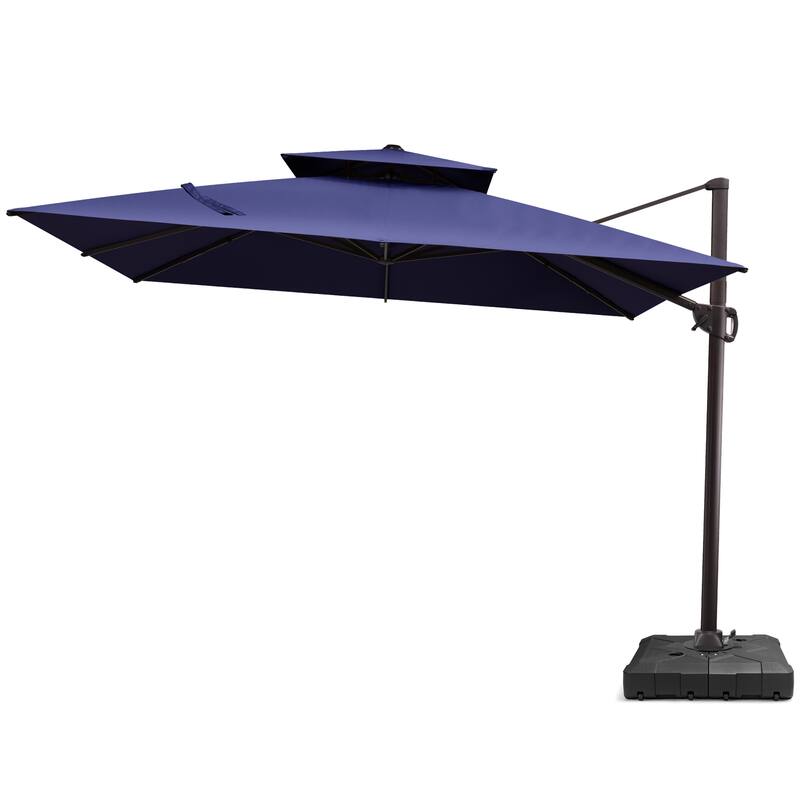 Pellebant 10 ft Square Patio Cantilever-Offset Umbrella 360 Degree Rotation with Wheel Base