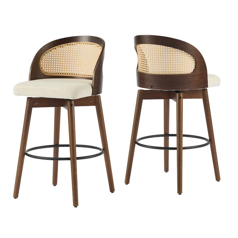 Wood Barstool Side Chair Set of 2 - Beige,Walnut