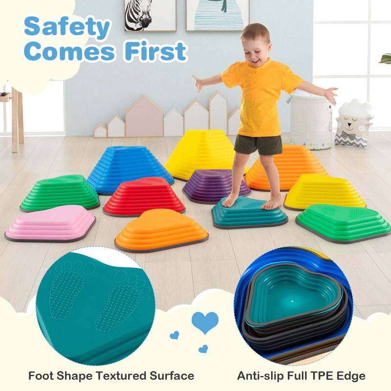Costway 11 Pcs Stepping Stones with Full Non-Slip Edging for Children - See Details