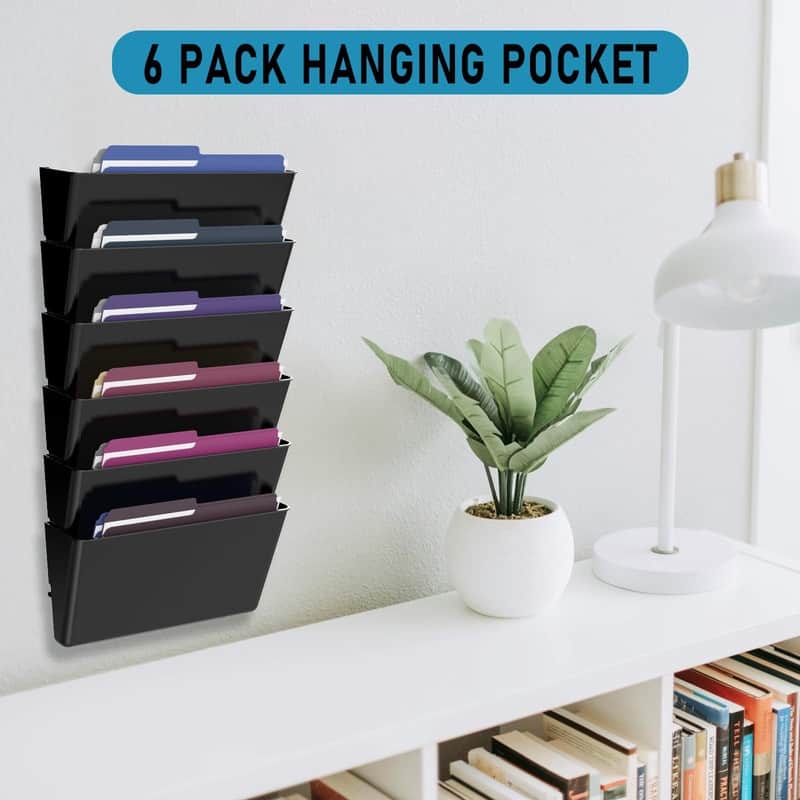 6 Pockets Acrylic Wall File Organizer - 13.2 x 6.8 x 4 inches