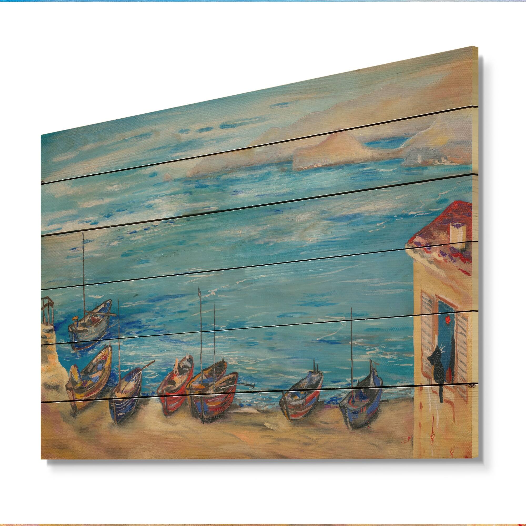 Designart 'Gulf Of Naples Coastal Landscape' French Country Wood Wall