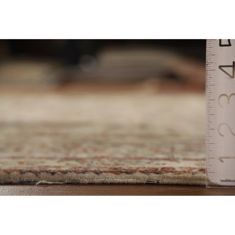 Hand Knotted Oriental 100% Wool Carpet Traditional All-Over Beige & Ivories Tabriz Area Rug - 11' 0'' X 7' 0''