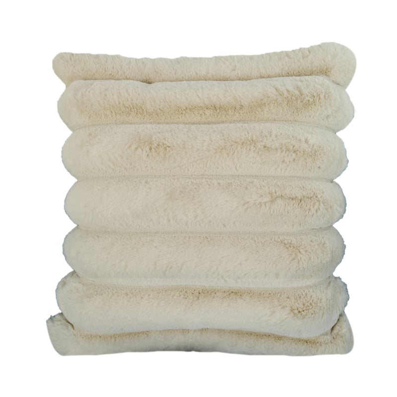 Madrid Collection Ultra Soft Ribbed Faux Fur Throw Pillow - Beige