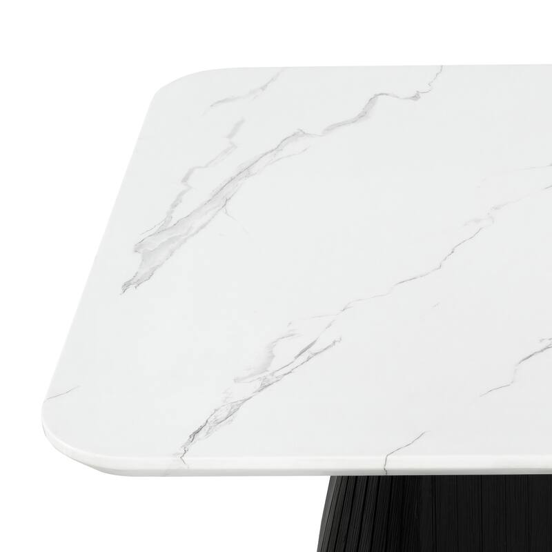 Furniture of America Tonix Modern White and Black Square Faux Marble Top Coffee Table