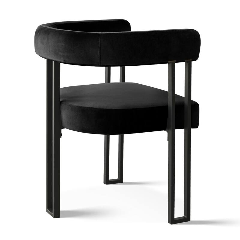 Modern Velvet Upholstered Dining Armchairs with Black Metal Legs (Set of 2/4/6)