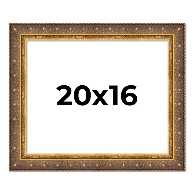 20x16 Frame Vintage Gold Solid Wood Picture Frame | 2.5 Inch Moulding
