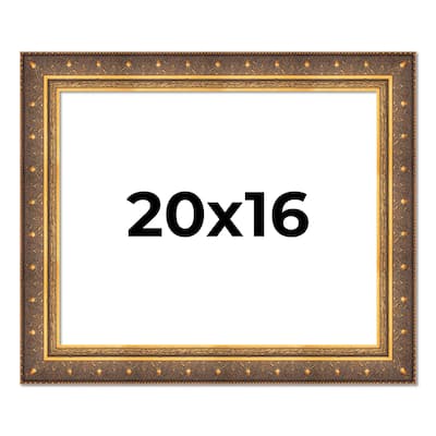 20x16 Frame Vintage Gold Solid Wood Picture Frame | 2.5 Inch Moulding