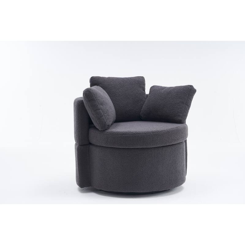 31.5" Swivel Barrel Chair with Storage