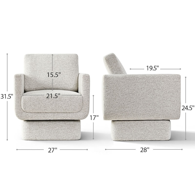 Beige Upholstered Swivel Barrel Accent Chair(Set of 2)