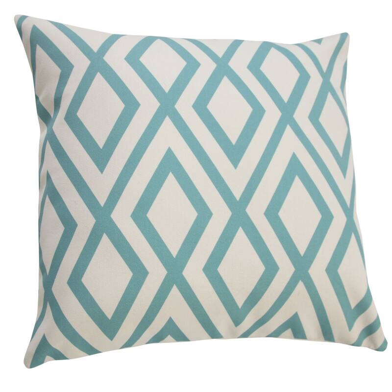 20" Blue and White Chevron Outdoor Square Throw Pillow