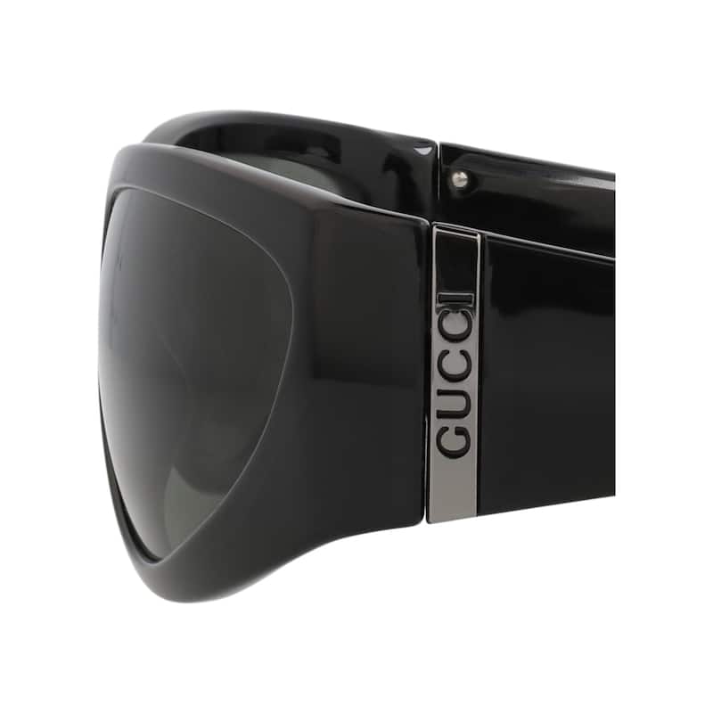 Gucci Shield-Frame Injection Sunglasses, Grey Lens, Shiny Black Frame