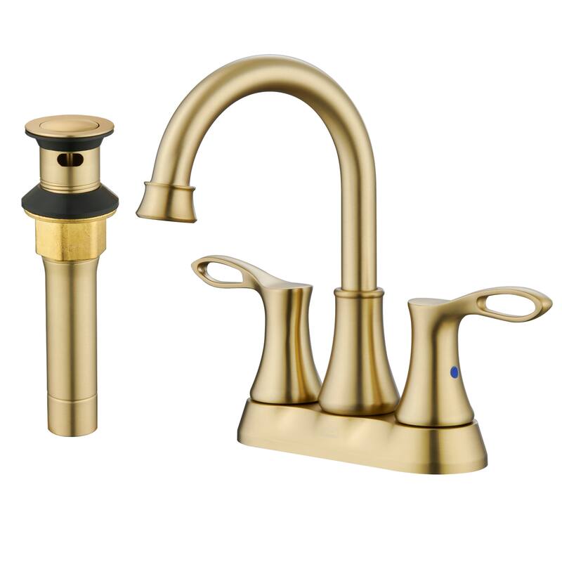 4 in. Centerset Double Handle Bathroom Faucet with Drain Kit Included