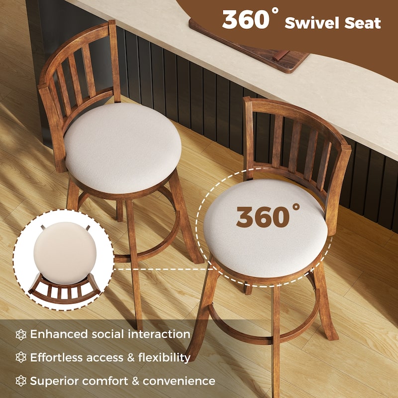 Gymax 30.5'' Swivel Barstools Set of 4 w/Backrest & Upholstered Seat