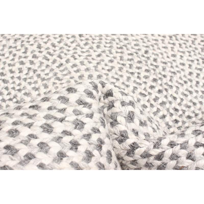 ECARPETGALLERY Braid weave Sienna Ivory Wool Rug - 3'2 x 3'2