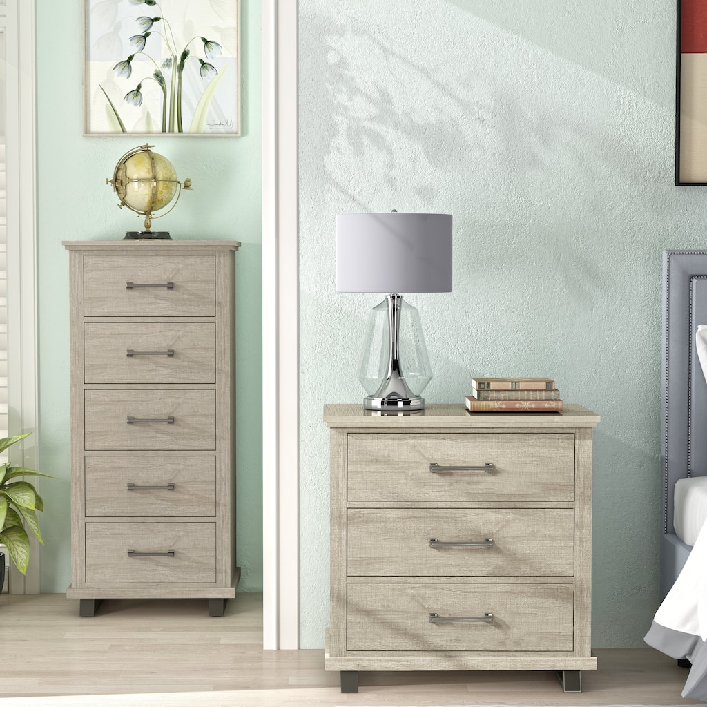 Farmhouse 2-Piece Bedroom Set - 1 Nightstand and 1 Chest