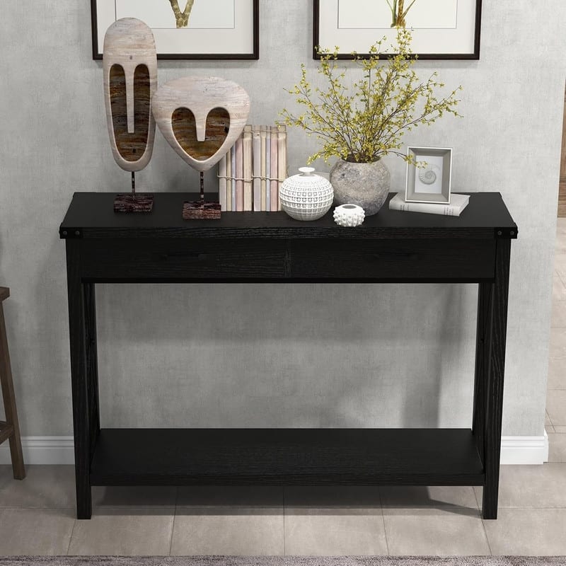 Woode Entryway Table, Sofa Table with Storage,with 2 Drawers
