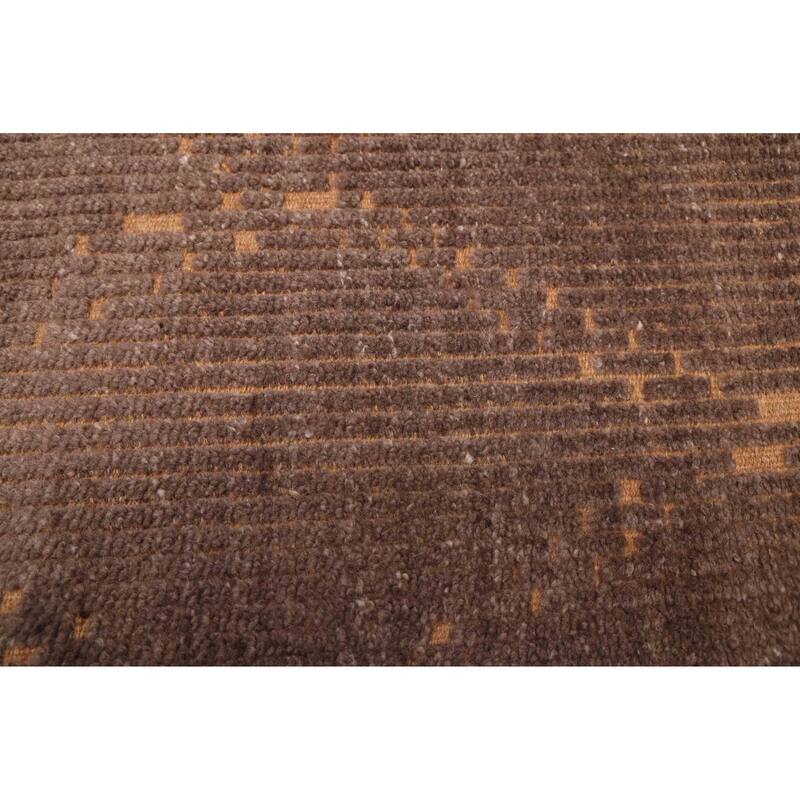 ECARPETGALLERY Hand-knotted Tangier Dark Brown Wool Rug - 5'0 x 7'11